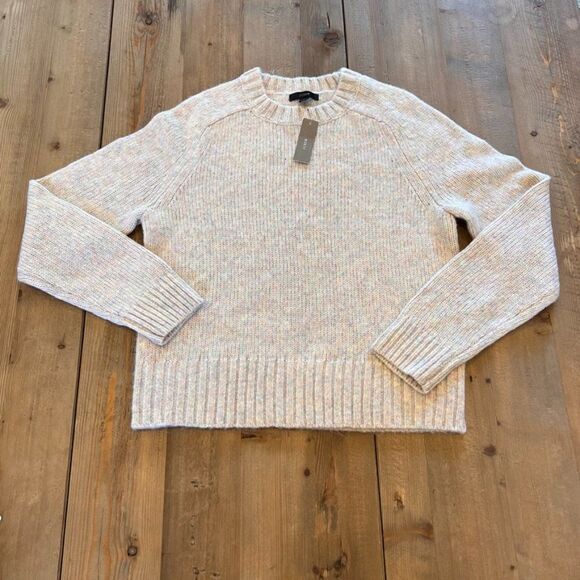 J. Crew Marled Pink Blue White Wool Sweater Size Medium - Picture 3 of 10